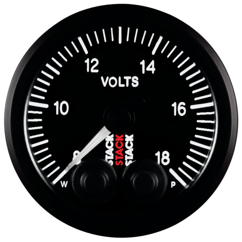 Autometer Stack 52mm 8-18V Pro-Control Battery Voltage Gauge -Black ST3516 ST3516 Photo - Primary