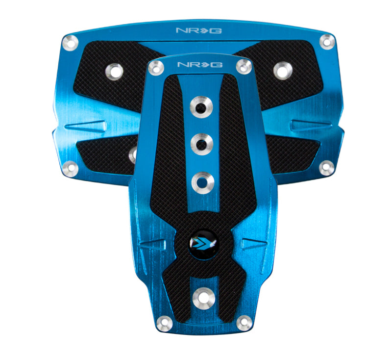 NRG Brushed Blue Aliminum Sport Pedal w/ Black Rubber Inserts AT PDL-250BL Photo - Primary