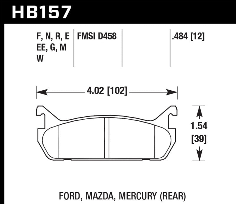 Hawk Blue 9012 Brake Pads Rear Ford Escort GT 1991-1996 HB157E.484 Photo - Primary