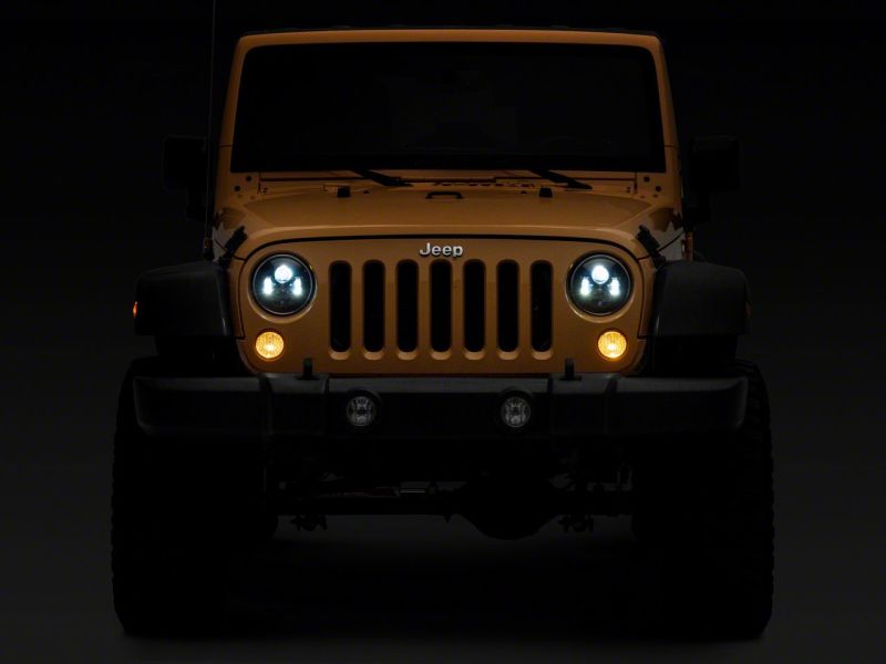 Raxiom 07-18 Jeep Wrangler JK 7-In LED Headlights- Blk Housing (Clear Lens) J154695 J154695 Photo - Close Up