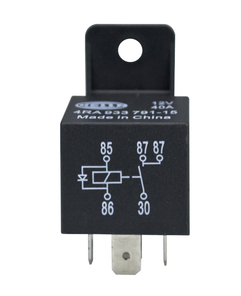 Hella Multi Purpose Relay; 30 Amps Continuous; 12 Volt; 4 Blade Terminal 965400071 Photo - Close Up