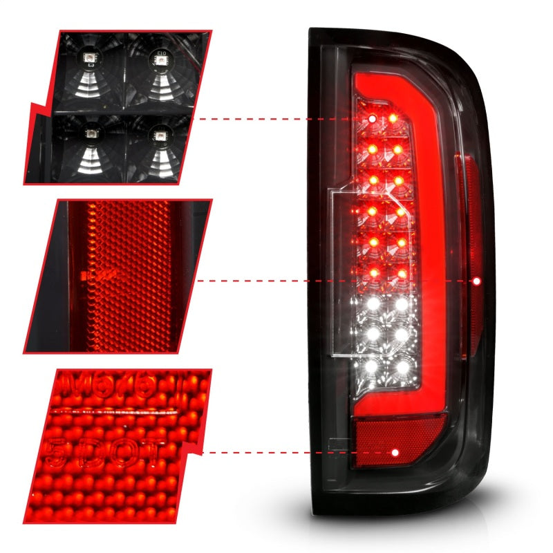 ANZO 15-21 GMC Canyon Full LED Taillights w/ Red Lightbar Black Housing/Clear Lens 311434 311434 Photo - Unmounted