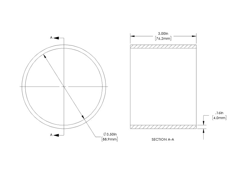 aFe POWER Universal Products Coupler Kit 3-1/2in ID x 3in L - Black 59-00219 59-00219 Technical Drawing