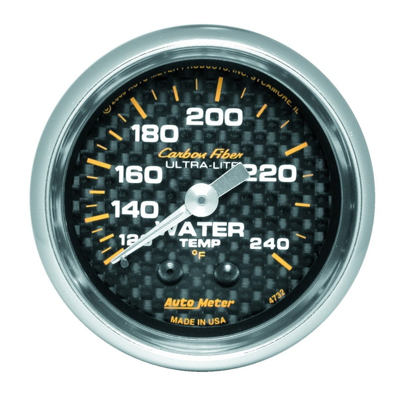 Autometer Gauge, Water Temp, 2 1/16", 120-240 Deg F, Mechanical, Carbon Fiber 4732 Photo - Primary