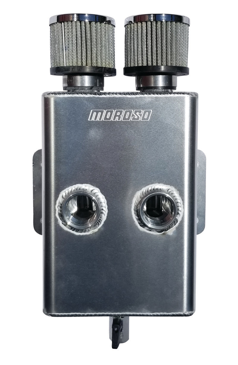 Moroso Breather Tank/Catch Can -16An Female Inlet - Forward Facing - Two Breathers - Aluminum 85391 85391 Photo - Primary