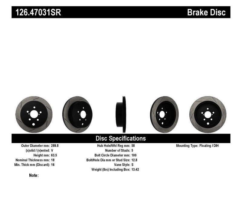 StopTech Rear Slotted Rotors Right Side - FR-S BRZ 126.47031SR User 3