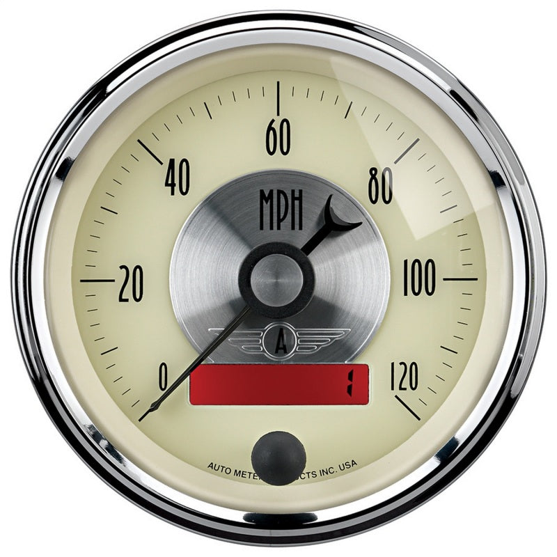 AutoMeter Gauge Speedo 3-3/8in. 120MPH Elec. Program W/Lcd Odo Prestige Antq. Ivory 2087 2087 Photo - Primary