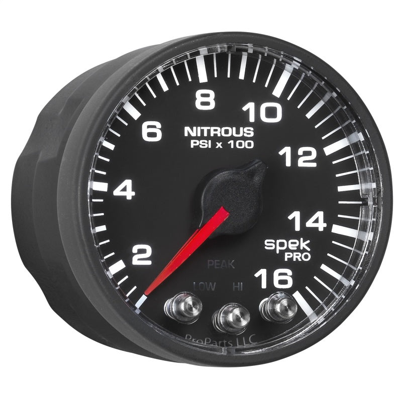 Autometer Spek-Pro Gauge Nitrous Press 2 1/16in 1600psi Stepper Motor W/Peak & Warn Blk/Blk P320328 P320328 User 6