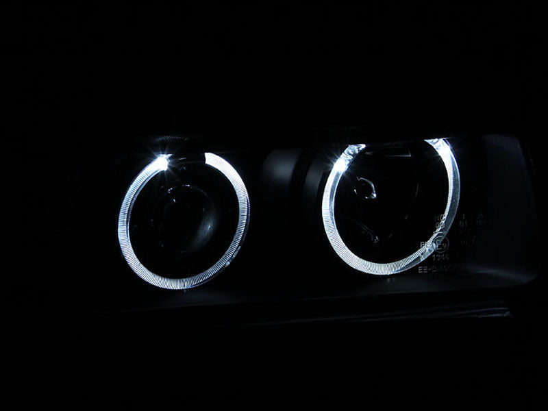Anzo 1992-1998 BMW 3 Series E36 Projector Headlights w/ Halo Black (CCFL) G 121011 Photo - Mounted