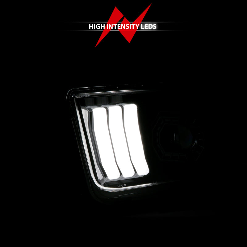 ANZO 05-09 Ford Mustang (w/Factory Halogen HL Only) Projector Headlights w/Light Bar Black Housing 121566 121566 User 5