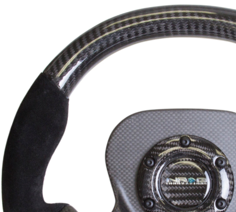 NRG Carbon Fiber Steering Wheel (320mm) CF Center Plate & Two-Tone Carbon w/Suede Trim Handles ST-X10CF-S ST-X10CF-S Photo - Primary
