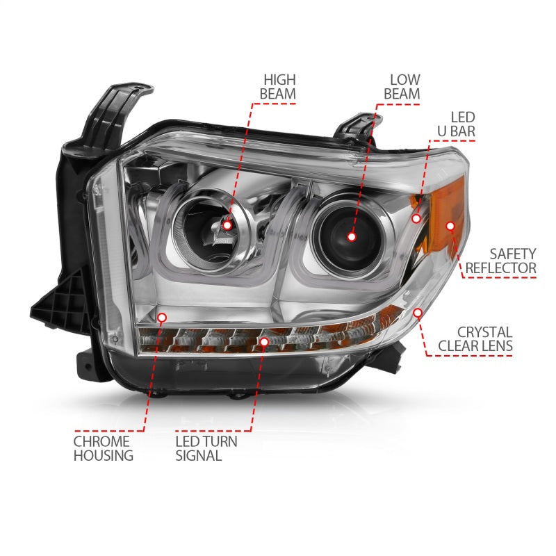 Anzo 2014-2016 Toyota Tundra Projector Headlights w/ U-Bar Chrome 111319 Photo - Unmounted