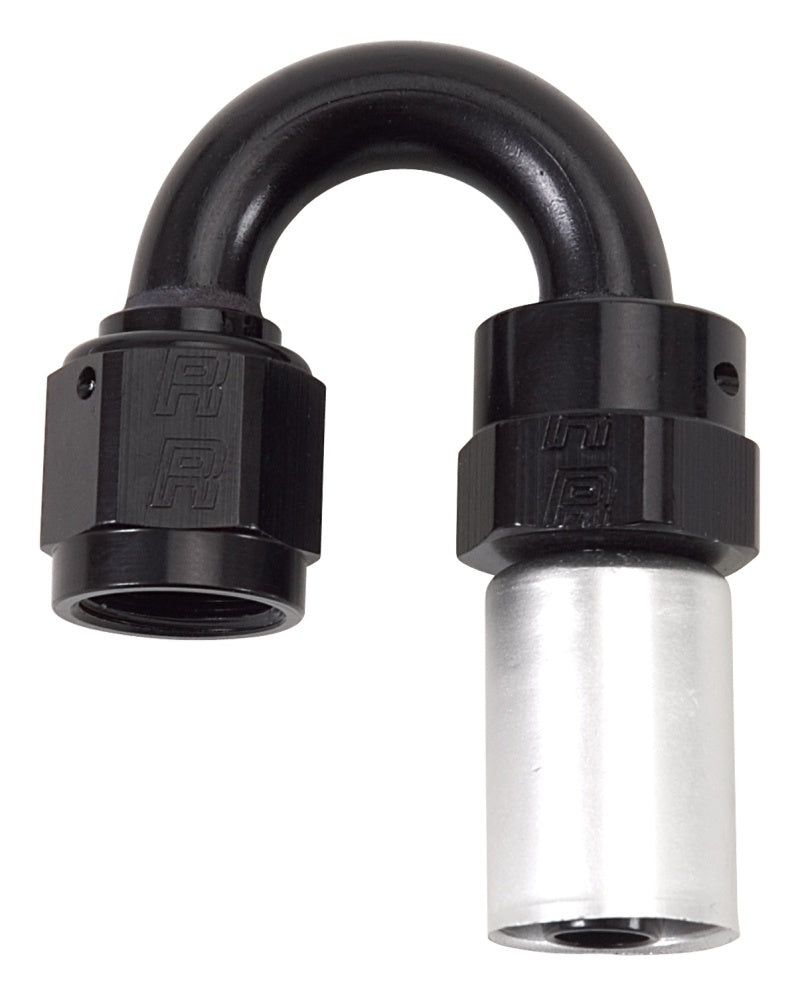 Russell Crimp-On 180° Tight Radius Hose End - Black / Silver 610573 Photo - Primary