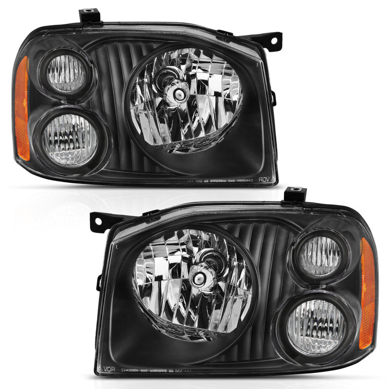 ANZO 2001-2004 Nissan Frontier Se Crystal Headlight Black Amber Reflector 111433 111433 Photo - Primary