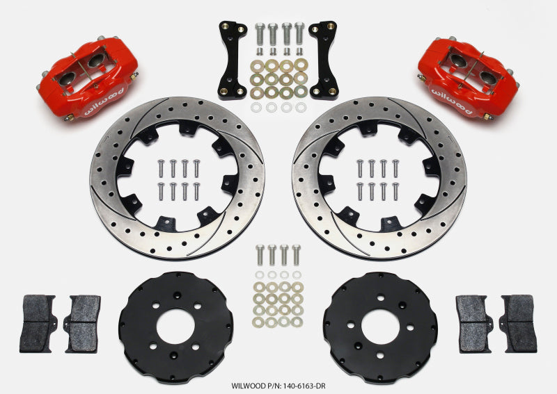Wilwood FDL Front Hat Kit, 12.19", Drilled, Red, 94-01 Honda/Acura w/262mm 140-6163-DR Photo - Primary