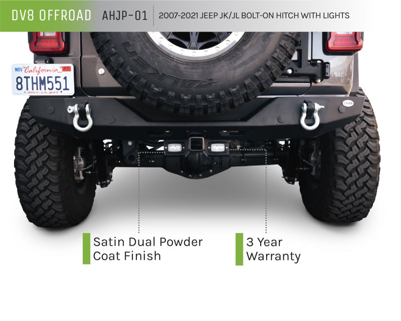 DV8 Offroad 07-21 Jeep Wrangler (JK/JL) Bolt-On Hitch w/ Lights AHJP-01 AHJP-01 User 7