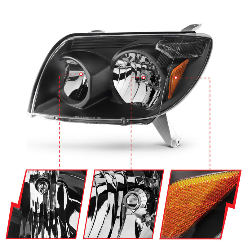 Anzo 2003-2005 Toyota 4Runner Crystal Headlights Black 111394 Photo - Close Up