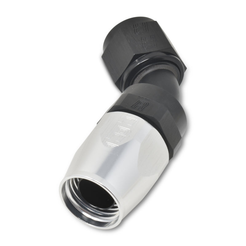 Russell Full Flow 45° Swivel Style Hose End - Black / Silver 610093 Photo - out of package