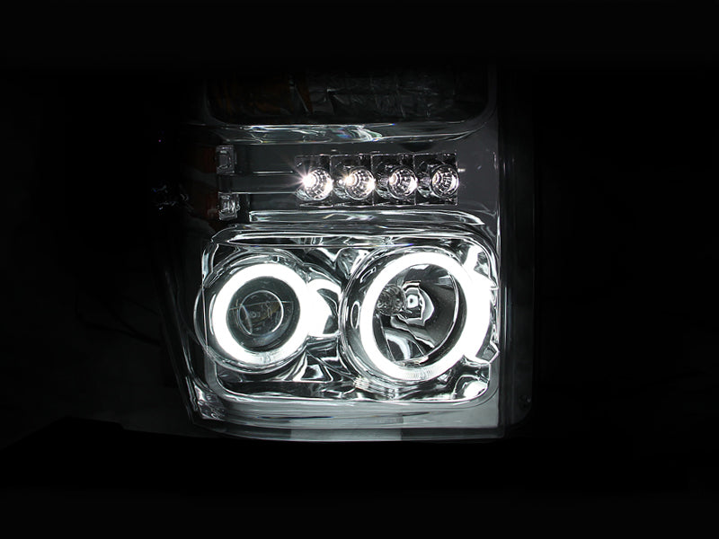 Anzo 2008-2010 Ford F-250 Projector Headlights w/ Halo Chrome (CCFL) 111167 Photo - Mounted