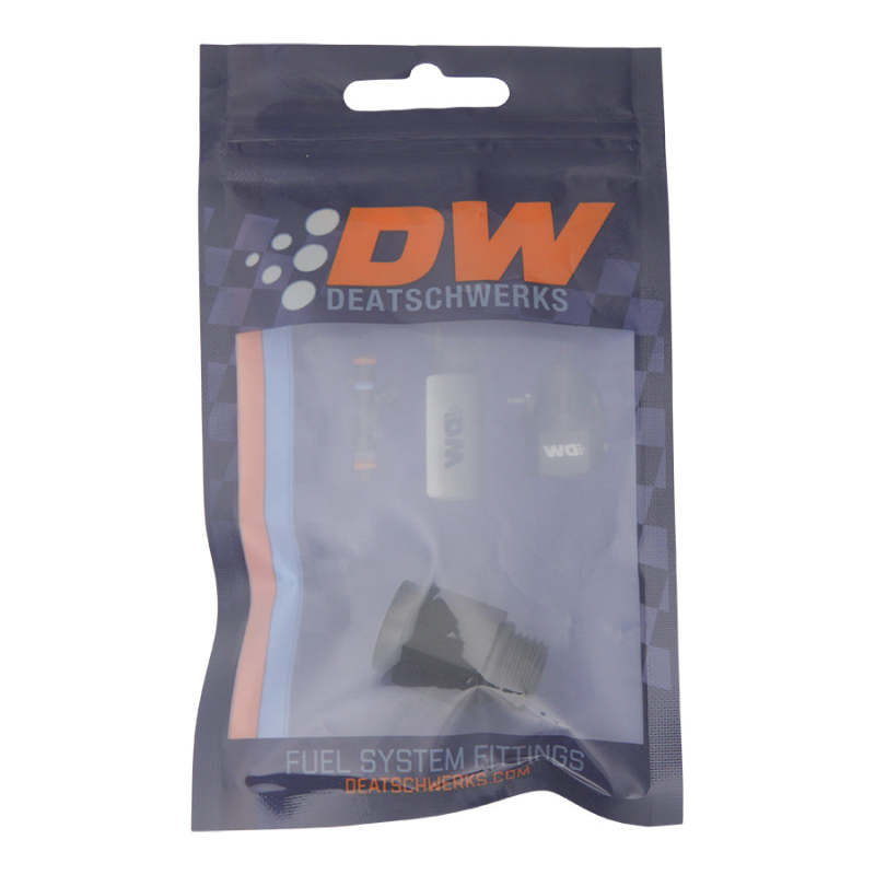 DeatschWerks 6AN ORB Male to M12 X 1.5 Metric Female (Incl O-Ring) - Anodized Matte Black 6-02-0601-B 6-02-0601-B Photo - lifestyle view