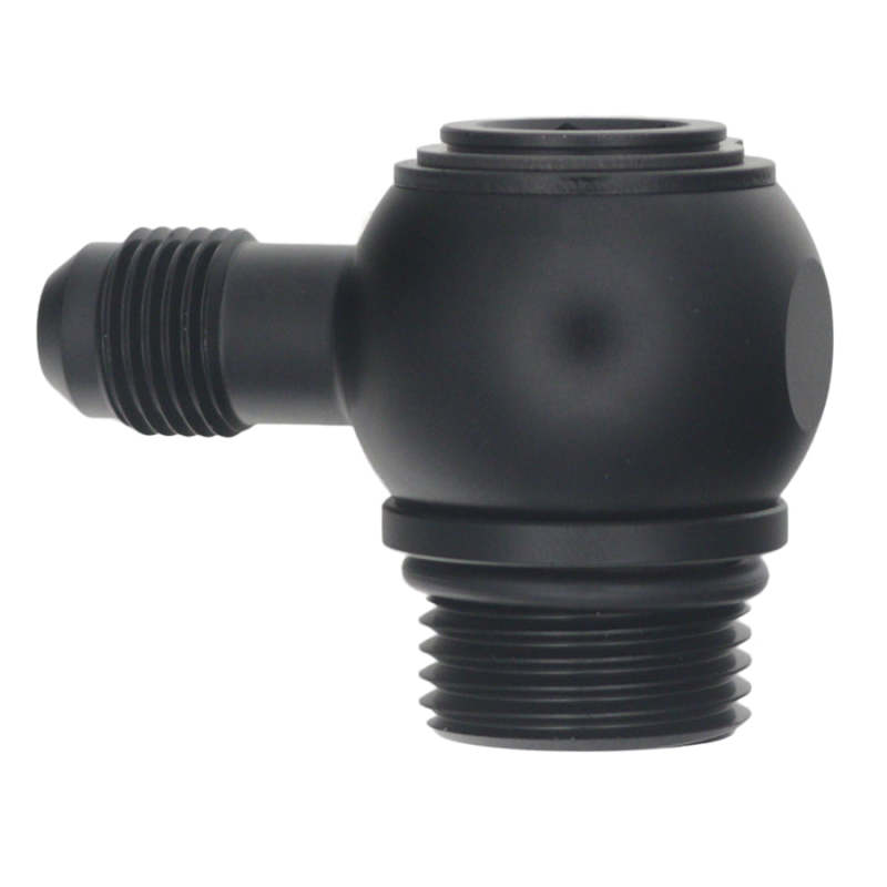 DeatschWerks 10AN ORB Male to 6AN Male Flare Low Profile 90-Degree Swivel - Anodized Matte Black 6-02-0420-B 6-02-0420-B Photo - Primary