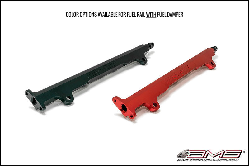AMS Performance 08-15 Mitsubishi EVO X CNC Machined Aluminum Fuel Rail w/Pulsation Dampener - Red AMS.04.07.0006-1 AMS.04.07.0006-1 Photo - Primary