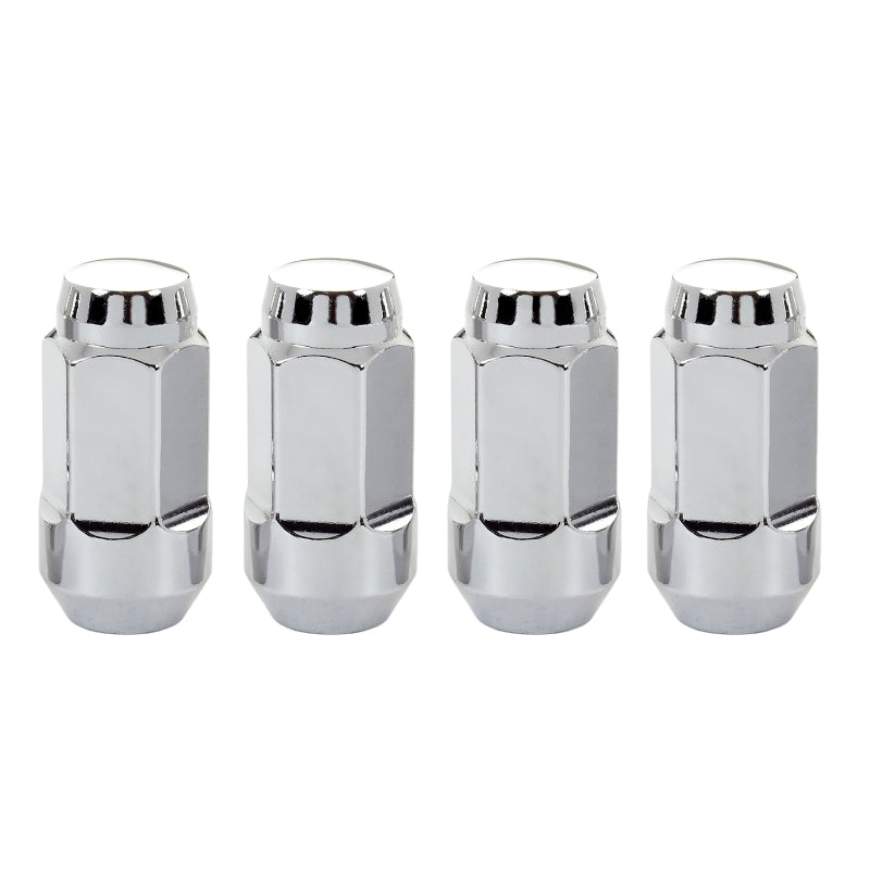 McGard Hex Lug Nut (Cone Seat Bulge Style) M14X1.5 / 22mm Hex / 1.945in. Length (4-Pack) - Chrome 64033 64033 Photo - out of package