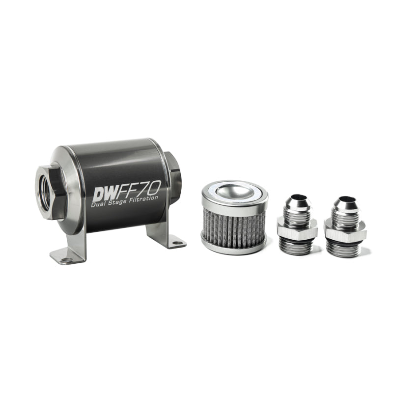DeatschWerks '-8AN, 100 micron, 70mm In-line fuel filter kit 8-03-070-100K-8 Photo - Primary