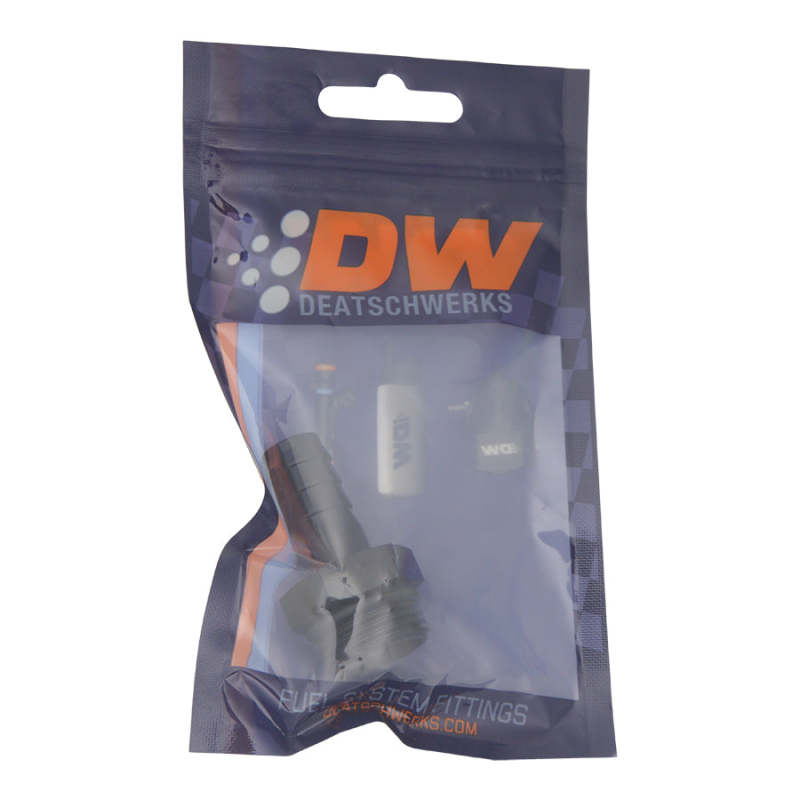 DeatschWerks 10AN ORB Male to 1/2in Male Triple Barb Fitting (Incl O-Ring) - Anodized Matte Black 6-02-0518-B 6-02-0518-B Photo - lifestyle view