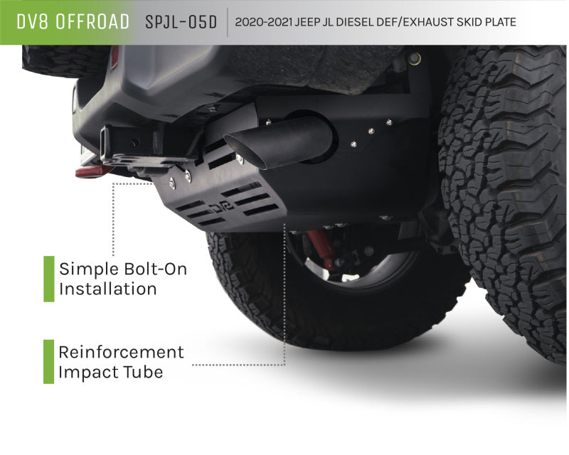 DV8 Offroad 20-22 Jeep Wrangler JL (3.0L Diesel) Rear Diff Skid Plate for Dana 44 SPJL-05D SPJL-05D Product Brochure - a specific brochure describing a Product