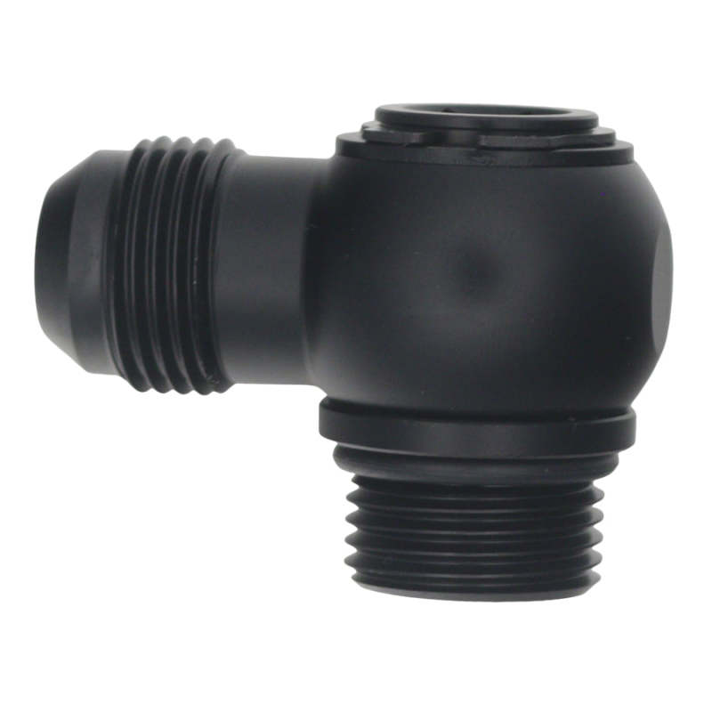 DeatschWerks 10AN ORB Male to 10AN Male Flare Low Profile 90-Degree Swivel - Anodized Matte Black 6-02-0417-B 6-02-0417-B Photo - Primary