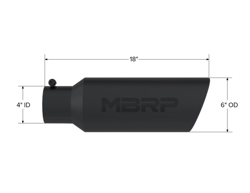 MBRP Universal Tip 6in OD Rolled End 4in Inlet 18in L Black Coated Exhaust T5130BLK Photo - Close Up
