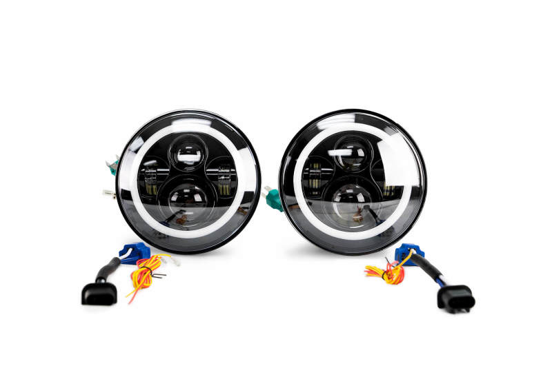 DV8 Offroad 07-18 Jeep Wrangler JK LED Projector Headlights w/ Angel Eyes HL7JK-02 HL7JK-02 Photo - Unmounted