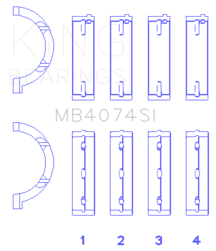 King Engine Bearings Chrysler 2.7L (Size +0.50mm) Main Bearing Set MB4074SI0.5 MB4074SI0.5 Photo - Primary