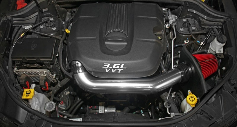 Spectre 11-15 Jeep Grand Cherokee V6-3.6L F/I Air Intake Kit - Polished w/Red Filter 9020 9020 Photo - Mounted