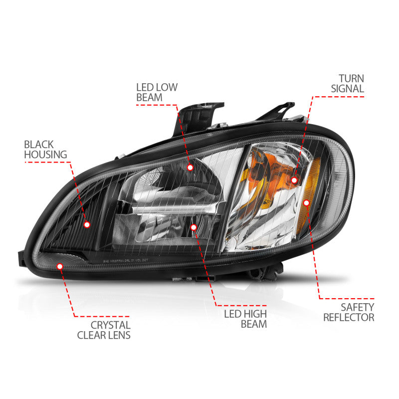 ANZO 2002-2014 Freightliner M2 LED Crystal Headlights Black Housing w/ Clear Lens (Pair) 131030 131030 Photo - Unmounted