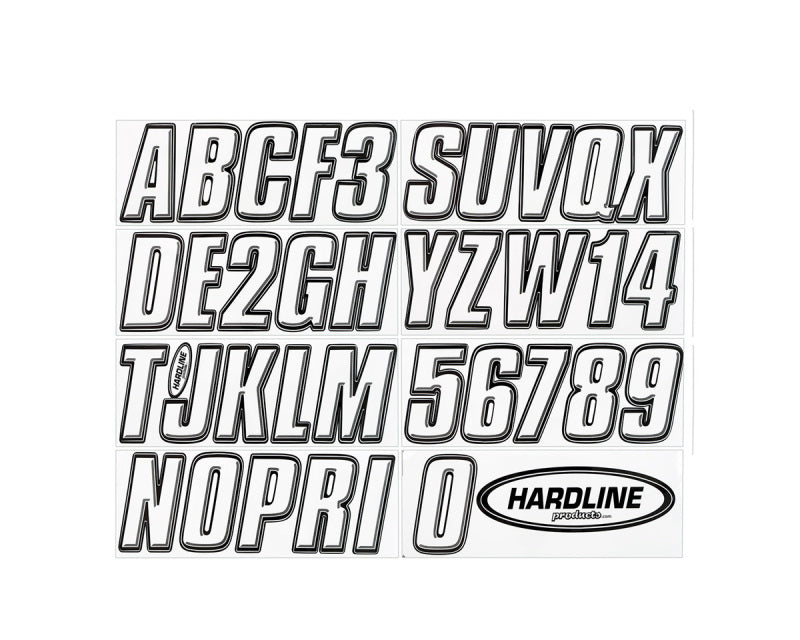 Hardline Boat Lettering Registration Kit 3 in. - 800 White/Black WHBLK800 WHBLK800 Photo - Primary