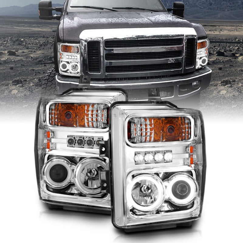 Anzo 2008-2010 Ford F-250 Projector Headlights w/ Halo Chrome (CCFL) 111167 Photo - Primary