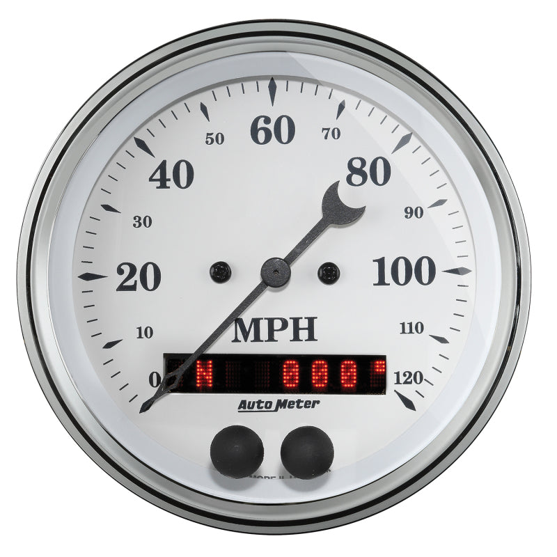 Autometer Gauge, Speedometer, 3 3/8", 120mph, GPS, Old Tyme White 1649 Photo - Primary