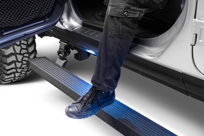 Go Rhino 18-23 Jeep Wrangler 4dr E-BOARD E1 Electric Running Board Kit - Bedliner Coating 20450674T 20450674T Photo - Mounted