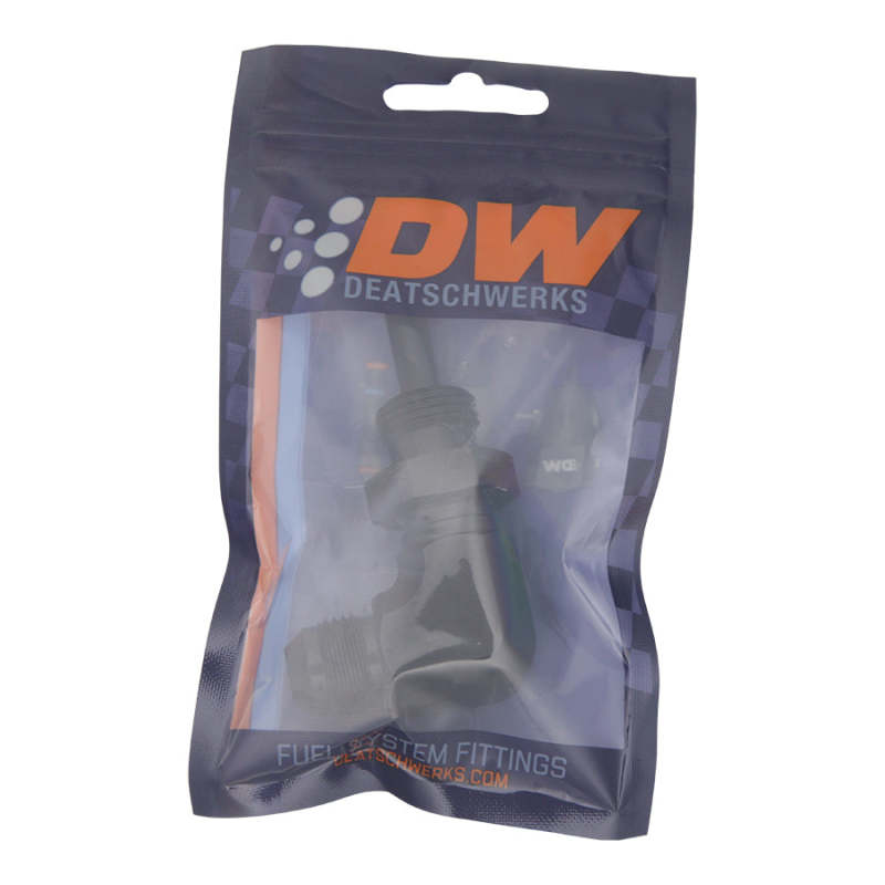 DeatschWerks 8AN Male Flare to 5/16in Male Barb Bulkhead Adapter 90-Degree - Anodized Matte Black 6-02-0713-B 6-02-0713-B Photo - lifestyle view