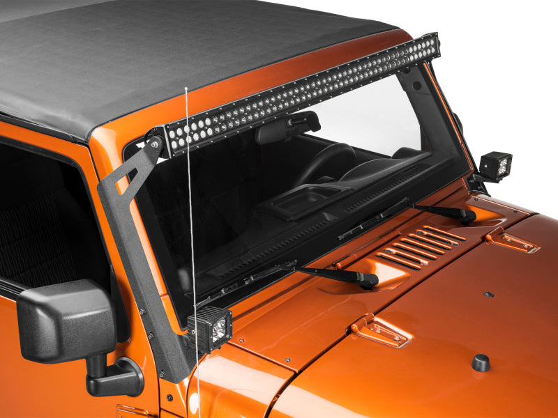 Raxiom 07-18 Jeep Wrangler JK 50-Inch LED Light Bar Windshield Mount w/ Auxiliary Bracket J106744 J106744 Photo - Close Up