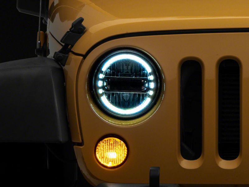 Raxiom 97-18 Jeep Wrangler TJ & JK Axial 7-In LED Headlights w/ DRL- Chrome Housing (Clear Lens) J155569 J155569 Photo - Close Up