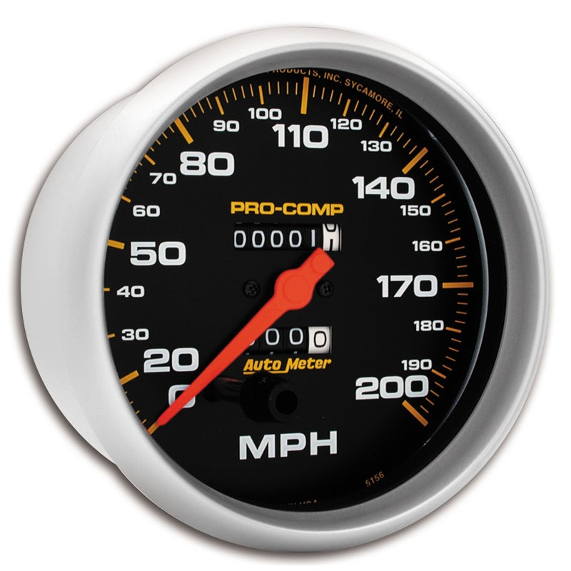 Autometer Gauge, Speedometer, 5", 200Mph, Mechanical, Pro-Comp 5156 Photo - Primary