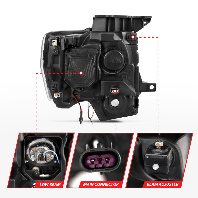 Anzo Ford F-150 09-14 Projector Switchback Headlights U-Bar Black W/ Amber 111383 Photo - Unmounted