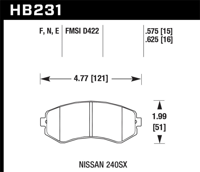 Hawk HP Plus Brake Pads Front Nissan 240SX SE 1994-1996 HB231N.625 Photo - Primary