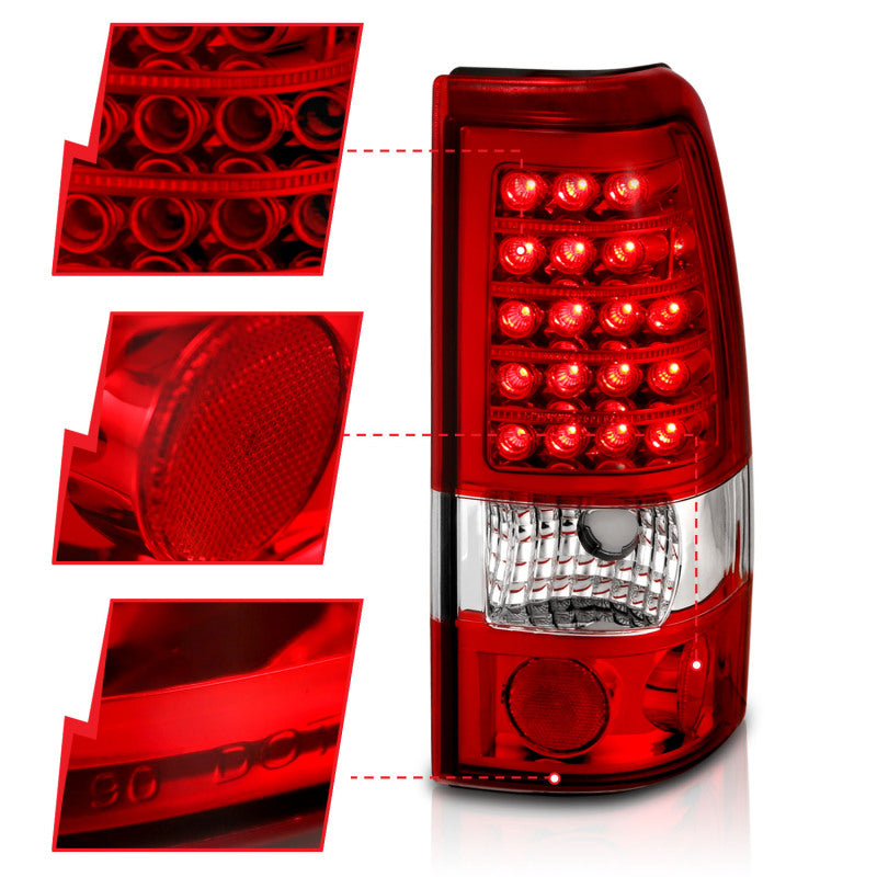 Anzo 1999-2007 Chevrolet Silverado 1500 LED Taillights Red/Clear 311010 Photo - Close Up