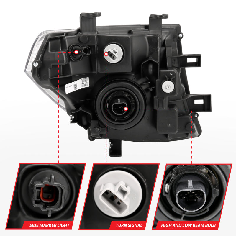 ANZO 2005-2008 Nissan Pathfinder Crystal Headlight Black Amber 111434 111434 Photo - Primary