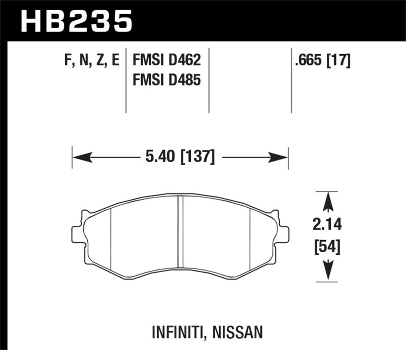 Hawk Street HPS Brake Pads Front Infiniti G20 Base 1991-1996 HB235F.665 Photo - Primary