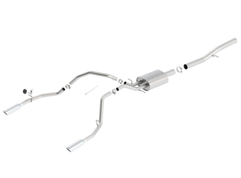 Borla 14 Silv/Sierra 1500 EC Std/CC Short 143.5in WB S-Type Single Split Rear Exit Cat-Back Exhaust 140571 140571 Photo - Primary